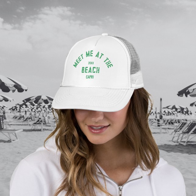 Green Meet Me At The Beach Personalised  Trucker Hat (Creator Uploaded)