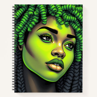 Green melanin sista black woman brown skin girls notebook