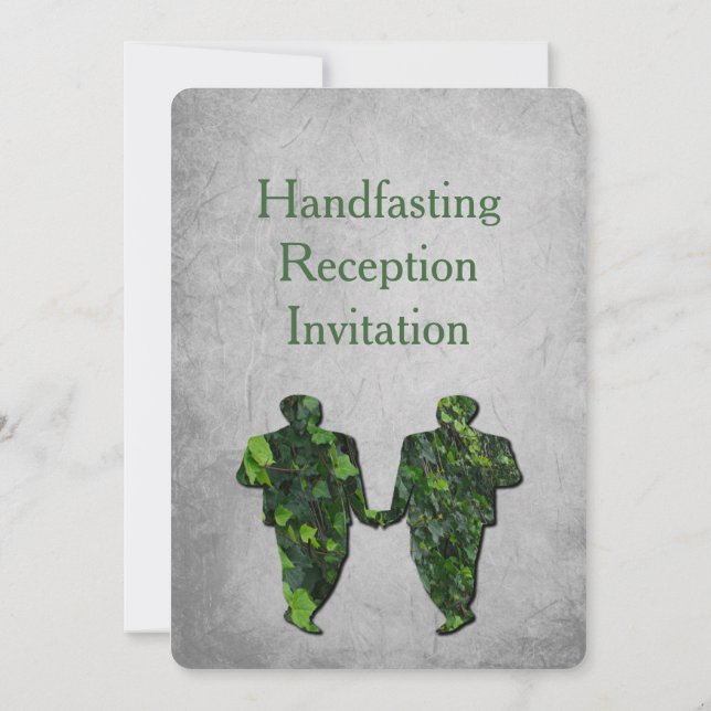 Green Men & Ivy Gay Handfast Reception Invitation (Back)