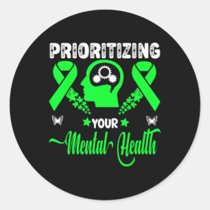 Green Mental Health Awareness Stigma Month Classic Round Sticker
