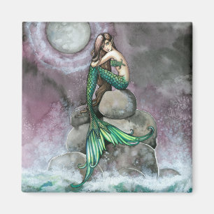 Green Mermaid Magnet by Molly Harrison