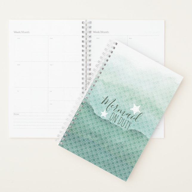 Green Mermaid On Duty Weekly Monthly Planner (Display)