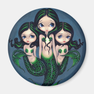 "Green Mermaid Triplets" Magnet