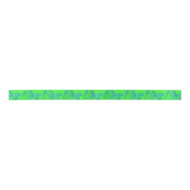 green mermaids satin ribbon (Front)