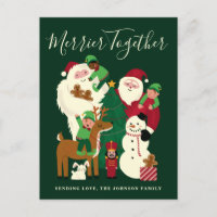 Green Merrier Together Santa and Friends