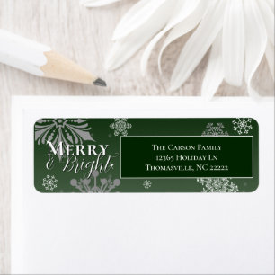 Green Merry and Bright Snowflakes Christmas