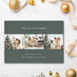 Green Merry Christmas 4 Photo Collage Horizontal Holiday Card<br><div class="desc">Minimalist Merry Christmas Multi 4 Photo Collage Horizontal Holiday Card in Solid Green</div>