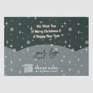Green Merry Christmas Business Logo QR code Tissue Paper