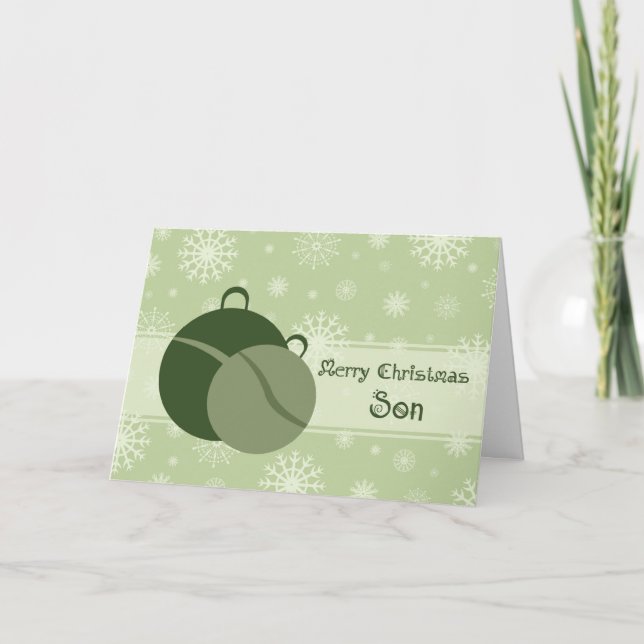 Green Merry Christmas for Son Card (Front)