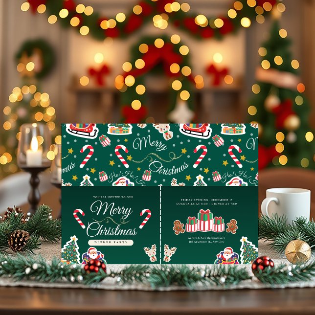 Green Merry Christmas HO!HO!HO! Custom Invitation (Creator Uploaded)