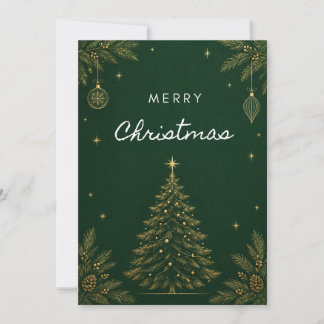 Green Merry Christmas Holiday Greeting Cards
