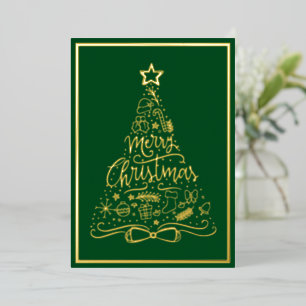 Green Merry Christmas Holiday Xmas Tree Your Words