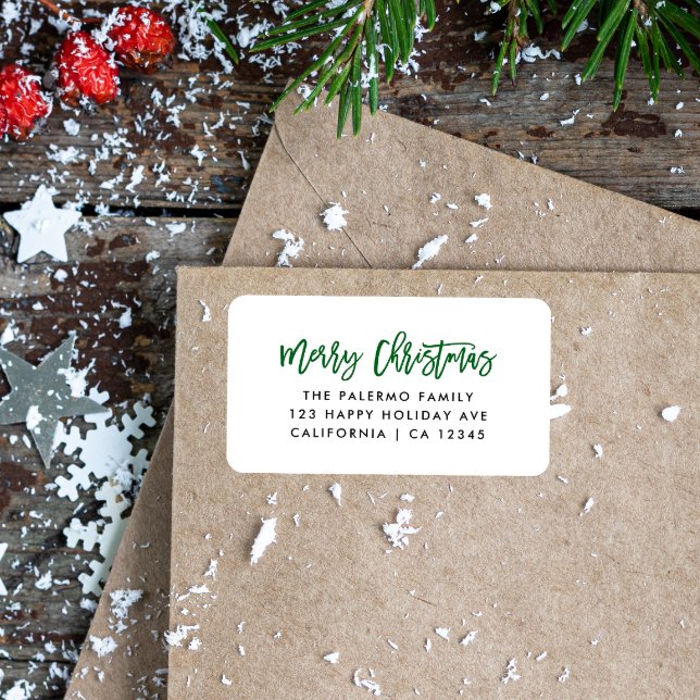 Green Merry Christmas Modern Typography Label (Creator Uploaded)
