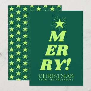 Green Merry Christmas Non Photo  Holiday Card