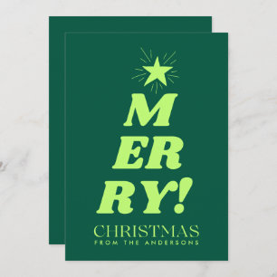 Green Merry Christmas Non Photo Holiday Card
