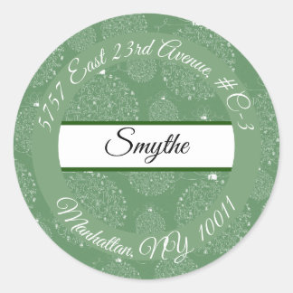 Green Merry Christmas Ornament Return Address - Classic Round Sticker