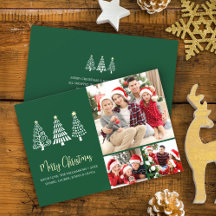 Green Merry Christmas Photo Whimsical Trees Script