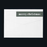Green Merry Christmas Return Address Wrap Around Label<br><div class="desc">A simple modern holiday wrap around return address label featuring Merry Christmas in white retro typography on a green background. Add this special detail to your holiday mailings.</div>