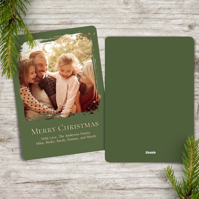 Green Merry Christmas Simple Photo  Holiday Card (Green Merry Christmas Simple Photo Card)