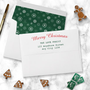 Green Merry Christmas Snowflake Envelope