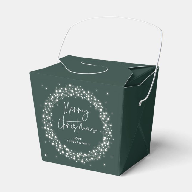 Green Merry Christmas Sparkling Lights Favour Box (Front Side)