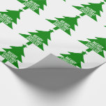 Green Merry Christmas Tree Holidays Custom Name Wrapping Paper<br><div class="desc">Green and White Christmas Tree Silhouette Wrapping Paper. Great for both adults and children's gifts. Customise it with the name of the adult or child. It's a fun gift wrapping idea.</div>