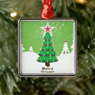Green Merry Christmas Tree Metal Tree Decoration