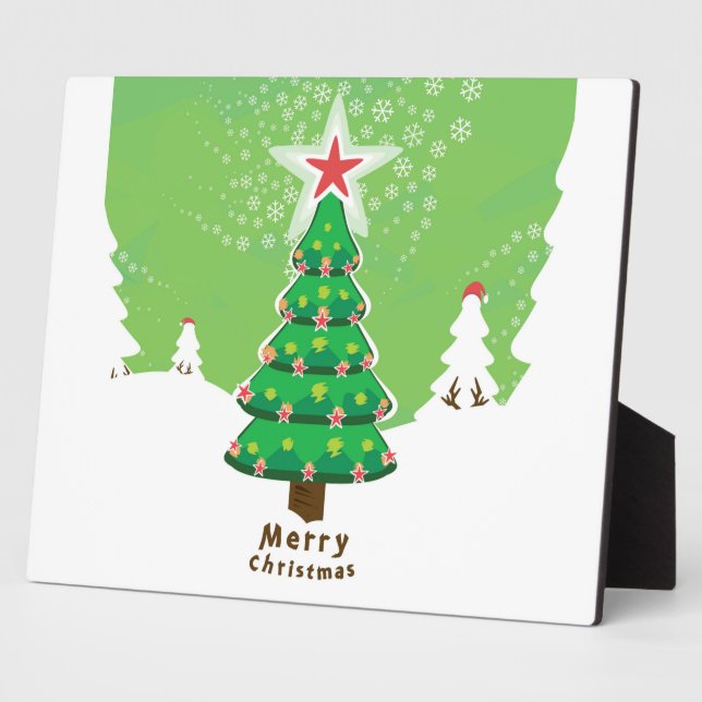 Green Merry Christmas Tree Plaque (Side)