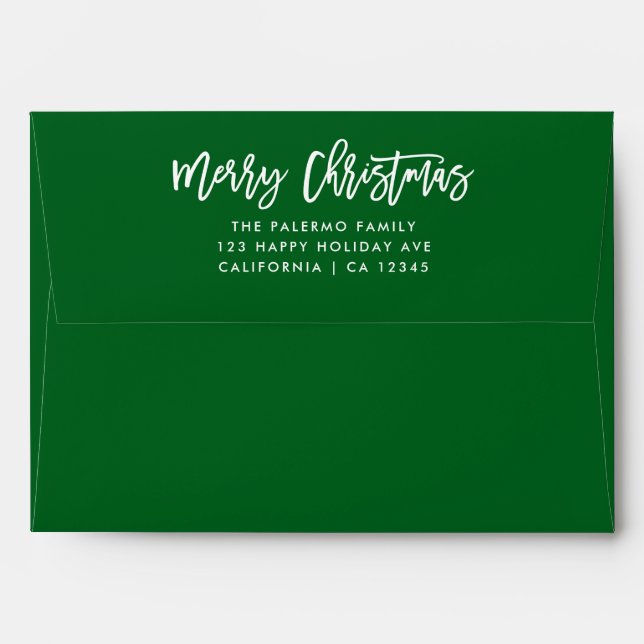 Green Merry Christmas Typography family address Envelope (Back (Top Flap))