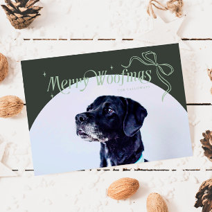 Green Merry Woofmas Dog Christmas Holiday Card
