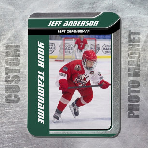 Green Metal Ice Hockey Photo Magnet