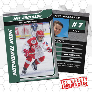 Green Metal Ice Hockey Trading Card