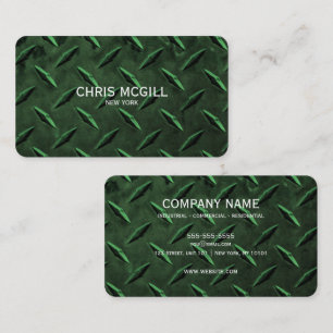 Green Metal Texture Custom Construction Business Card