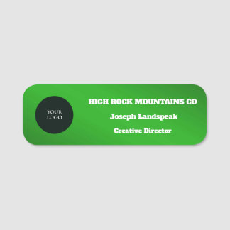 Green Metallic Business Employee Logo Name Tag