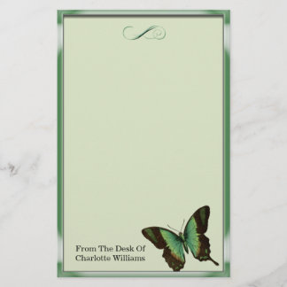 Green Metallic Butterfly Stationery