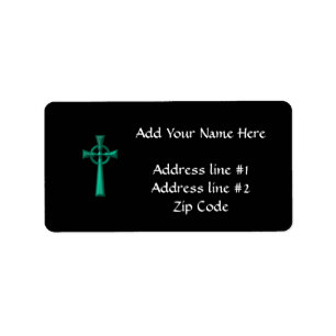 Green Metallic Celtic Cross Label