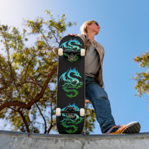 Green Metallic Dragon Skateboard