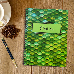 Green Metallic Reptilian Scales Custom Cover Notebook