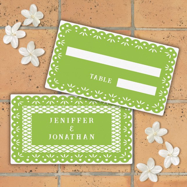 GREEN MEXICAN PAPEL PICADO place card (Creator Uploaded)