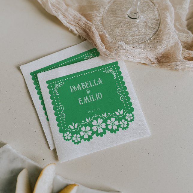 Green | Mexican Papel Picado Wedding Napkin (Creator Uploaded)