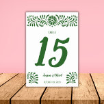 Green Mexican Talavera  Table Number<br><div class="desc">Beautiful Wedding's Mexican Talavera patterns,  flowers pattern</div>