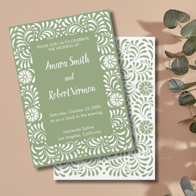 Green Mexican Talavera wedding invitation (Creator Uploaded)