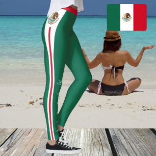 Green Mexico fashion leggings, Mexican Flag Leggings