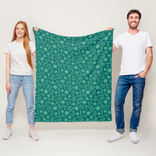 Green Microbes Pattern Fleece Blanket
