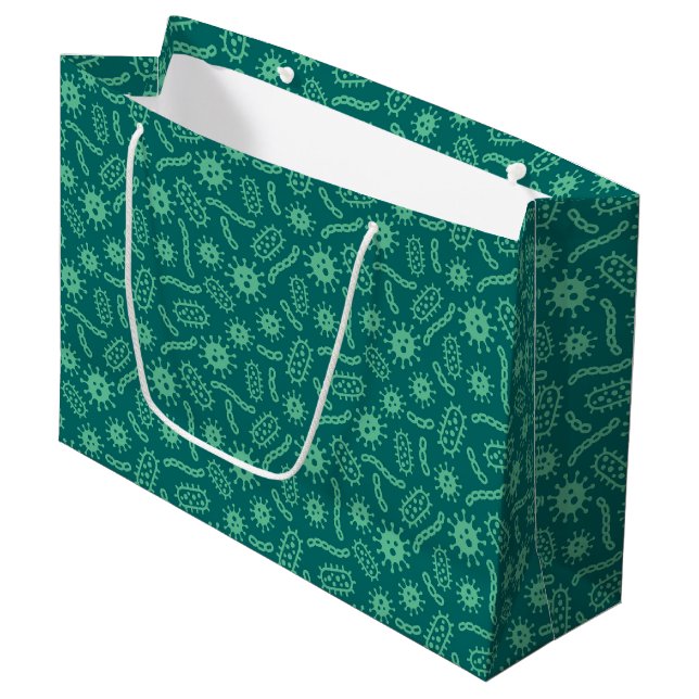 Green Microbes Pattern Large Gift Bag (Front Angled)