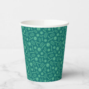 Green Microbes Pattern Paper Cups