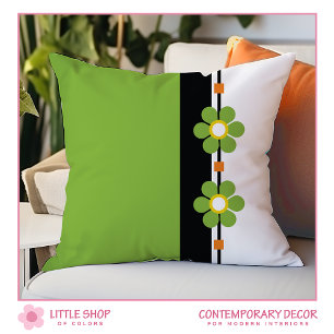 Green Mid Century Modern Flower Power Cushion