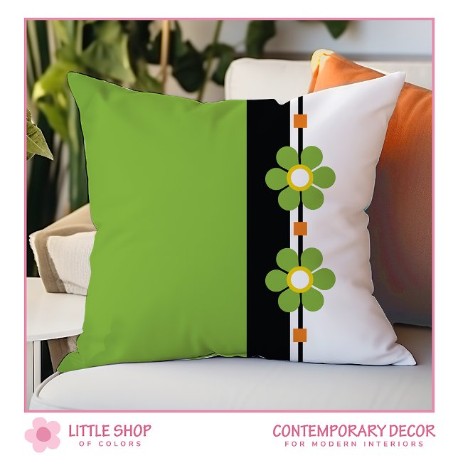 Green Mid Century Modern Flower Power Cushion (Creator Uploaded)