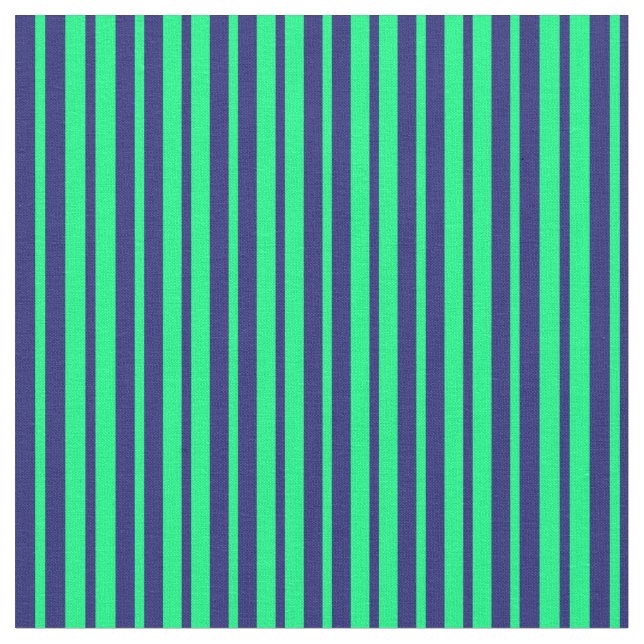 Green & Midnight Blue Lines Fabric (Close Up)