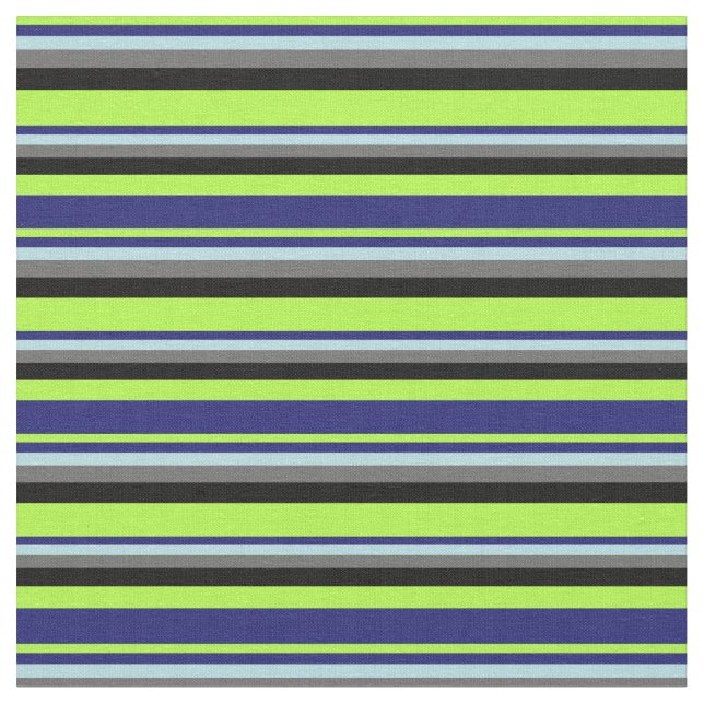 Green, Midnight Blue, Powder Blue, Grey & Black Fabric (Close Up)
